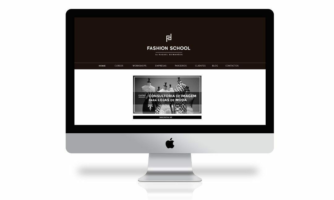 Web Design - Website de Fashion School num ecrã de computador